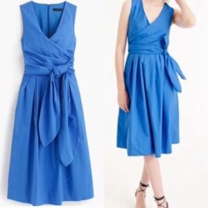 J crew blue wrap poplin dress